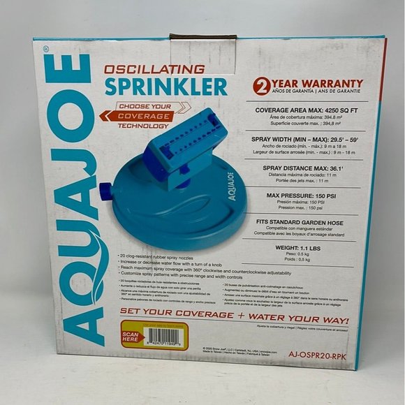 Aqua Joe Other Aqua Joe 425 Sq Ft Oscillating Lawn Sprinkler New